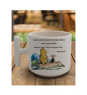 Beyaz T Kulp Sonsuza Kadar Arkadaş Olacağız Pooh Latte Fincan Modelleri