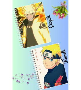 Naruto uzamaki defter seti 2 adet A4 boyutu 21*30 çizgili + kareli 60 syf