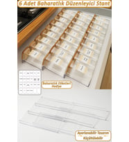 6'lı Çekmece İçi Baharatlık Düzenleyici Organizer, 30,5×13cm