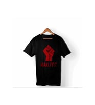 1 Mayıs Emek Ve Dayanışma Günü HAKLIYIZ Baskılı Bisiklet Yaka T-shirt - Siyah