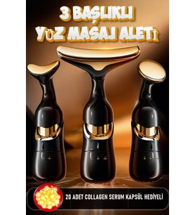 3 Başlıklı Titreşimli Yüz Masaj ve Serum Krem Cihazı, Sağlıklı Cilt İçin