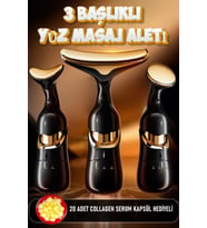 3 Başlıklı Titreşimli Yüz Masaj ve Serum Krem Cihazı, Sağlıklı Cilt İçin