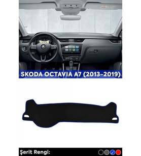 Skoda Octavıa A7 (2013-2019) 3d Torpido Koruma Kılıfı - Ön Göğüs Kaplama - Mavi Şerit