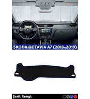 Skoda Octavıa A7 (2013-2019) 3d Torpido Koruma Kılıfı - Ön Göğüs Kaplama - Mavi Şerit