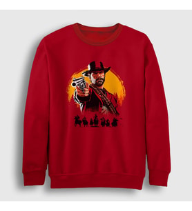 Presmono Unisex Kırmızı Cover Oyun Red Dead Redemption Sweatshirt 507611tt
