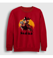 Presmono Unisex Kırmızı Cover Oyun Red Dead Redemption Sweatshirt 507611tt