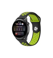 Mey İthalat® Watch 20Mm Spor Delikli Kordon - Siyah-Yeşil