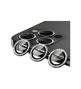 İphone 13 Pro Ve 13 Pro Max Siyah Uyumlu Taşlı Kamera Lens Koruyucu Cam