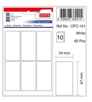 TANEX OFC-121 34x67mm BEYAZ OFİS ETİKETİ 10'LU