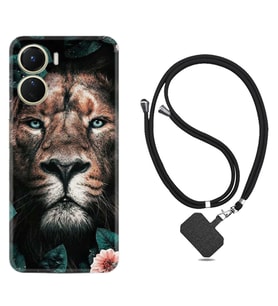 Vivo Y16 Kılıf Resimli Boyun Askılı İpli Desenli Silikon Leon Flowers 1307