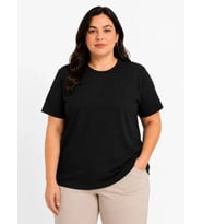 Battal Big Size Basic Tişört Bisiklet Yaka Rahat Kalıp T-Shirt - Siyah