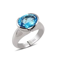 Bella Gloria Oval Mavi Topaz Gümüş Yüzük (GPY0011)
