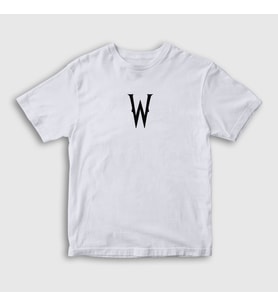 Presmono Unisex Çocuk Beyaz W Logo Wednesday Addams Family Addams Ailesi T-Shirt 366421tt (Beyaz)