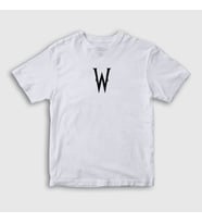 Presmono Unisex Çocuk Beyaz W Logo Wednesday Addams Family Addams Ailesi T-Shirt 366421tt (Beyaz)