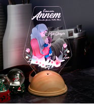 Tesettürlü Anneye Hediye Kişiye Özel Anne Bebek Led Lamba, Anneler Gününe Özel Hediyesi Gece Lambası