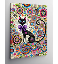 Kanvas Tablo Renkli Kedi ve Soyut Sanat