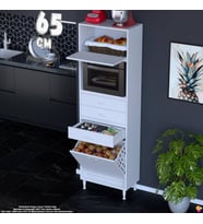 Eliusta Asaf 65 cm Sepetli Beyaz Mutfak Dolabı Tek Kapaklı Kahve Köşesi Organizer Dolap 65x194x32 cm