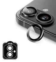 iPhone 16 / 16 Plus için IPG ProLENS Kamera Lens Koruyucu Alüminyum CD Çerçeveli, Kırılmaz Cam (Gri)