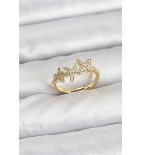Pirinç Yıldız Model Gold Renk Kadın Yüzük (Renksiz)