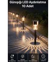 10'lu Güneş Enerjili Solar LED Bahçe Yolu Lambası Seti IP44 yağmur geçirmez Günışığı ledli