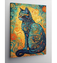Kanvas Tablo Van Gogh Tarzı Kedi