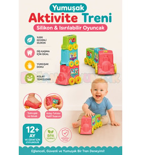 Yumuşak Aktivite Treni - Bebek Oyuncakları - Üst Üste Dizme Eğitici Oyuncak - Soft Lego Tren Oyuncak