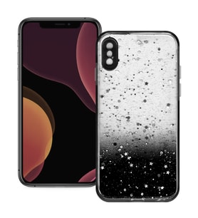 Apple iPhone X / XS Simli Şeffaf Sert Slikon Kılıf (Siyah)