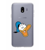 Samsung Galaxy J4 Kapak Donald Duck Tasarımlı Şeffaf Silikon Kılıf