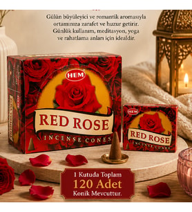 Red Rose Konik Tütsü 120 Adet – Kırmızı Gül Aromalı Konik Tütsü