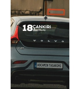 18 Çankırı Merkez Plaka Kodlu Beyaz Araç Sticker Merkez İlçe Yazılı Çankırı Özel Tasarım 40x8 cm Şehir ve İlçe Temalı Kaliteli Sticker