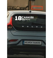 18 Çankırı Merkez Plaka Kodlu Beyaz Araç Sticker Merkez İlçe Yazılı Çankırı Özel Tasarım 40x8 cm Şehir ve İlçe Temalı Kaliteli Sticker
