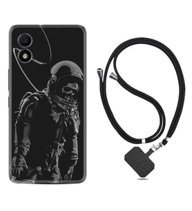 TCL 303 Kılıf Silikon Boyun Askılı İpli Desenli Silikon İskelet Astronot 1613