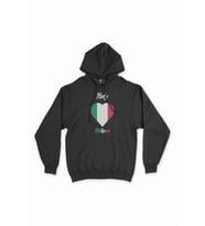 Milano İtalya Bayraklı Kalpli Siyah Sweatshirt Hoodie