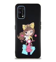 Realme 7 Pro Soft Premier Kapak Vespagirl Tasarımlı Silikon Kılıf - Siyah (Şeffaf)