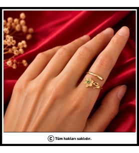 Trend Mayıs Ayı Zümrüt & Müge Doğum Çiçeği Yüzüğü