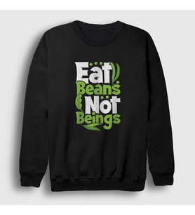 Presmono Unisex Beyaz Beans Vegan Vegetarian Vejetaryen Sweatshirt 541841tt (Siyah)