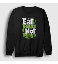 Presmono Unisex Beyaz Beans Vegan Vegetarian Vejetaryen Sweatshirt 541841tt (Siyah)