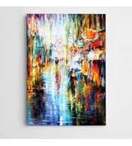 Sokakta Yağmur Modern Sanat  Kanvas Tablo