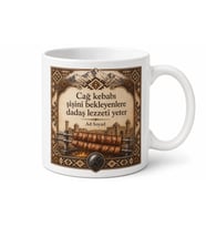 Cağ Kebabı Dadaş Lezzeti Oltu Taşı Temalı Porselen Kupa Bardak Hediye