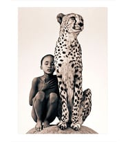 Leopar Ve Afrikalı Çocuk Mdf Tablo