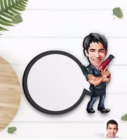 BK Gift Kişiye Özel Erkek Kuaför Karikatürlü Ahşap Bardak Altlığı-1