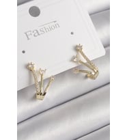 Pirinç Gold Renk Zirkon Taşlı Kadın Küpe - TJ-BKP9963