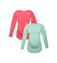 LuvmaBelly MYRA2305_2306 Hamile tshirt seti (Mint-Pembe)