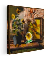 Kare Kanvas Tablo Sunflowers Piksel Minecraft Tablosu Ev Ofis Salon Duvar Dekoru