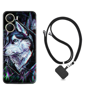 Vivo Y16 Kılıf Silikon Boyun Askılı İpli Desenli Silikon Dog Eyes 1761