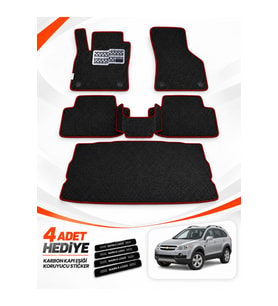 e-biz CHEVROLET CAPTİVA (2006-2011) Uyumlu EVA Oto Paspas Bagaj Paspası Dahil Siyah-Bordo