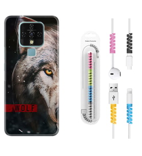 Tecno Camon 16 18P Pova 3 Pova Neo Kılıf Kablo Koruma Spiral Silikon Wolf Eyes 1758