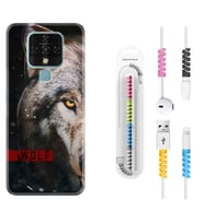 Tecno Camon 16 18P Pova 3 Pova Neo Kılıf Kablo Koruma Spiral Silikon Wolf Eyes 1758