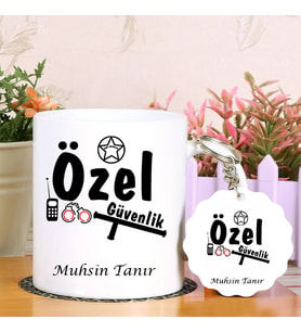 Özel Güvenlik Kupa Bardak ve Anahtarlık Hediye Seti (Model 1)
