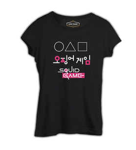 Squid Game - Üçgen Siyah Kadın Tshirt